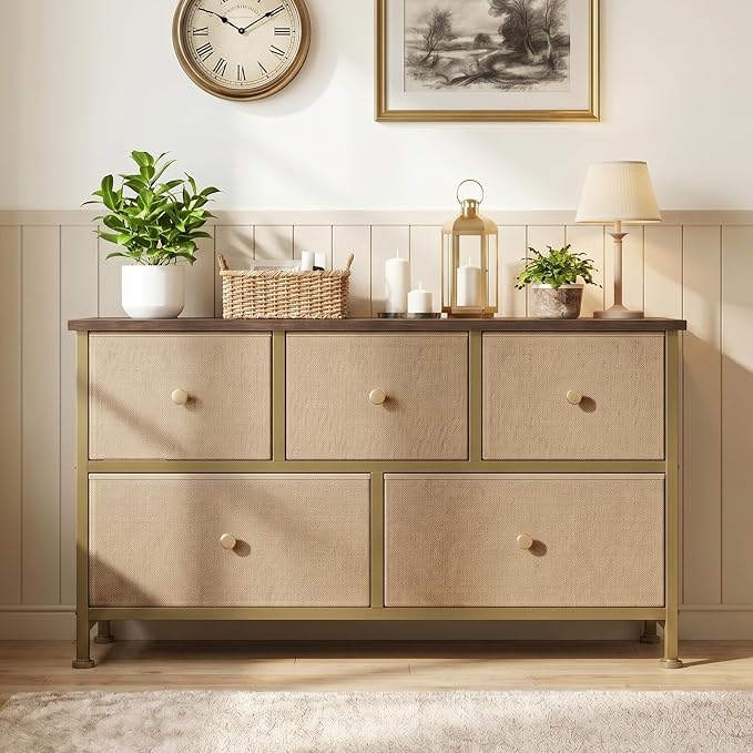 OLIXIS 5 Drawer Dresser for Bedroom, Storage Organizer for Closet, Khaki | - Image 2