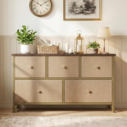 OLIXIS 5 Drawer Dresser for Bedroom, Storage Organizer for Closet, Khaki | - Image 2