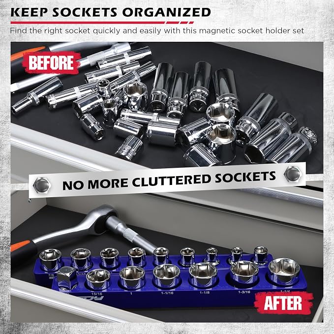 2-Piece 1/2"-Drive SAE Magnetic Socket Organizer Set - Image 6