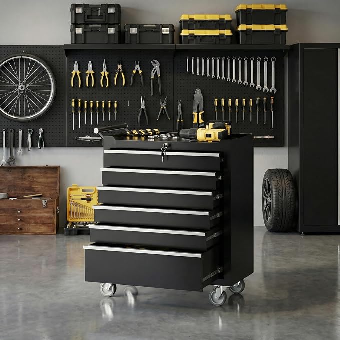 Rolling Tool Box with Wheels – 6 Drawer Heavy Duty Tool Chest Cabinet, Lockable - Image 2