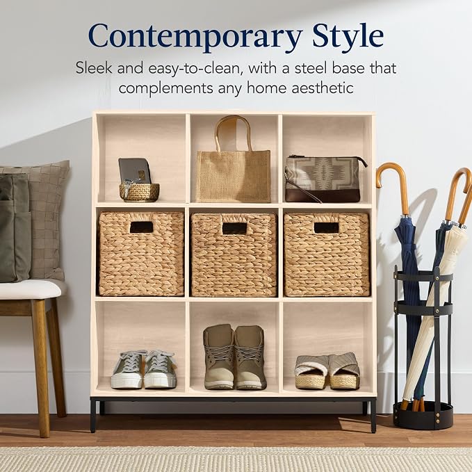 Best Choice Products 9-Cube Bookshelf, 3-Tier Wood Storage Bookcase W/Legs - Image 3