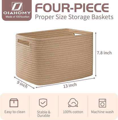 OIAHOMY 4 Pack Storage Baskets for Organizing, Cube Storage Bins for Shelves - Image 2