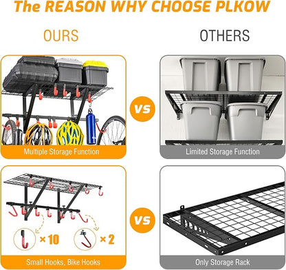 PLKOW Garage Wall Shelving 4-Pack Includes Bike Hooks, Sturdy Adjustable Garage - Image 5