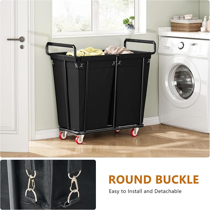 Large laundry hamper with Wheels, 2 Bag 360L Big Rolling Laundry Basket Sorter - Image 5