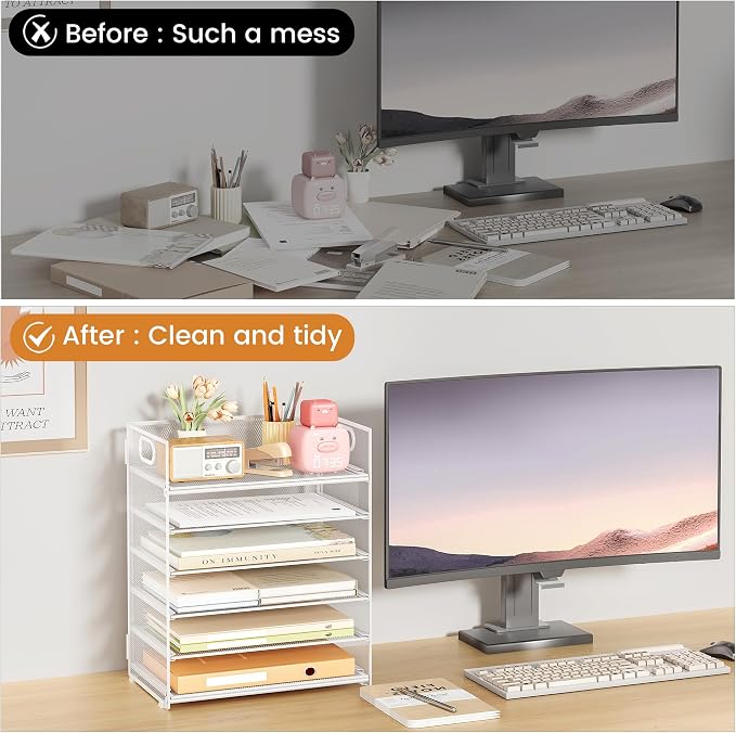 Subekyu 6 Tier Paper Organizer for Desk - Image 2