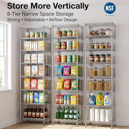 Finnhomy Heavy Duty 8 Tier Wire Shelving, Pantry Shelves - Image 7