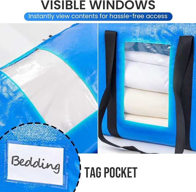 TAILI 2 Tier Extra Large Moving Bags, 4 Pack Blue Heavy Duty Totes - Image 7