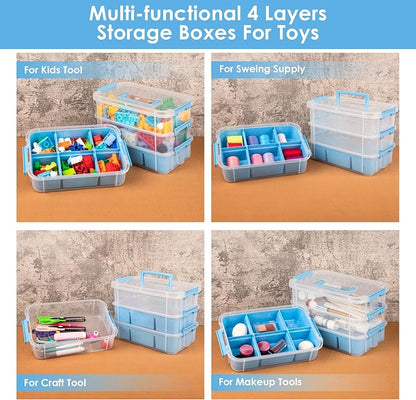 CraftGenes Art Supply Storage Organizer, 4-Tier 10 Qt Box, 2 Trays, Drawing - Image 5