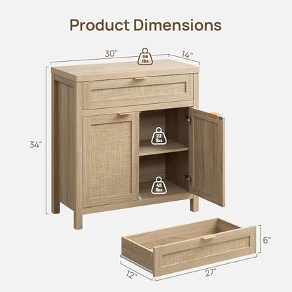 SICOTAS Sideboard Buffet Storage Cabinet, Rattan Accent Cabinet - Image 2