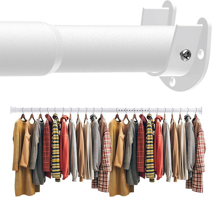Closet Rod 50-99 Inches, Adjustable Heavy Duty Metal White Closet Rods by Unknown
