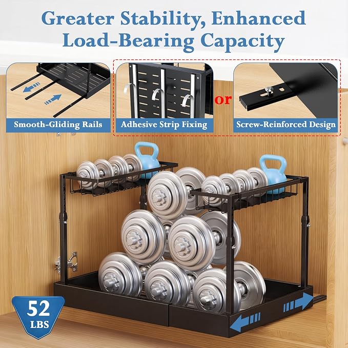 Aisslro Under Sink Organizer, 2 Tier Under the Sink Storage, Expandable - Image 5