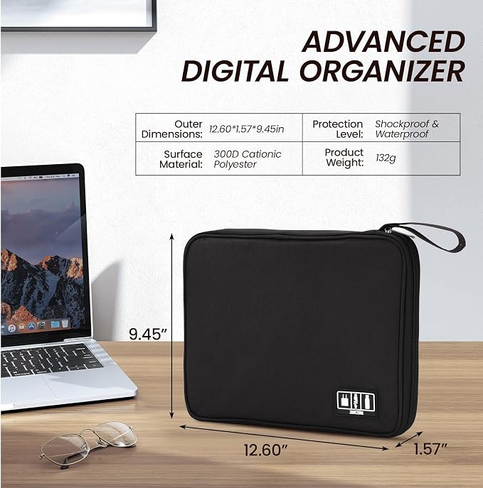 Large Slim Cable Organizer Travel Case, Single-Layer Electronic Accessories - Image 2