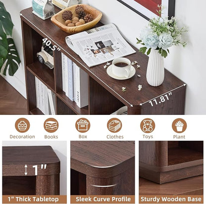 9 Cube Bookshelf, Wood Floor Standing 3-Tier Cubby Book Shelf - Image 3
