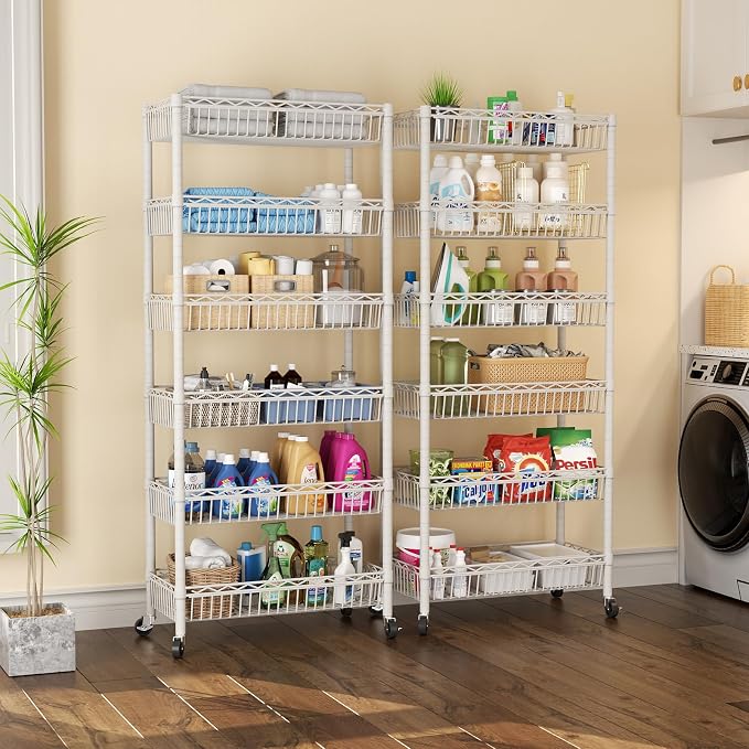 SINGAYE 6 Tier Big Basket Shelf Wire Shelving Unit Adjustable Storage Shelves - Image 6