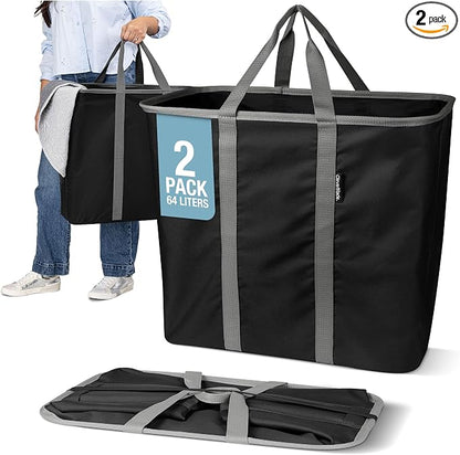 CleverMade Collapsible Laundry Caddy – Foldable Laundry Hamper & Tote, XXL 64L by CleverMade