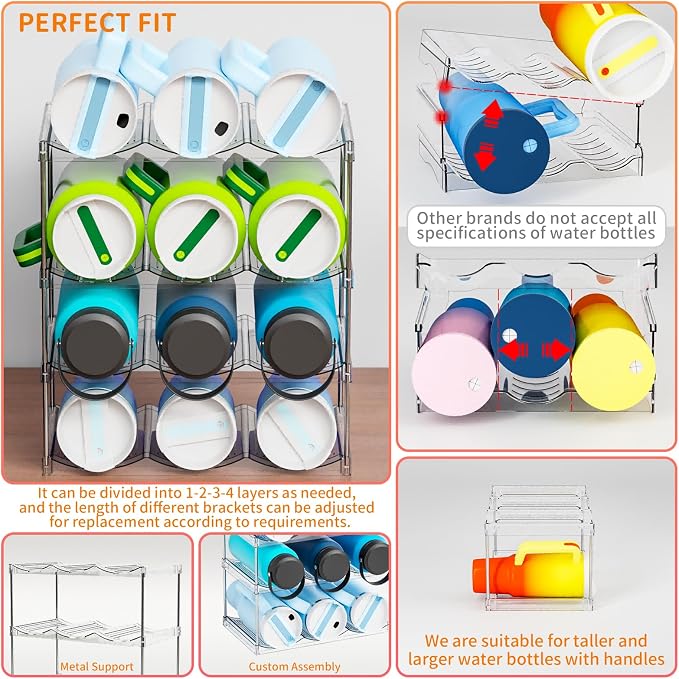 Yieach Larger Compartments Stackable Water Bottle Organizer - Image 4