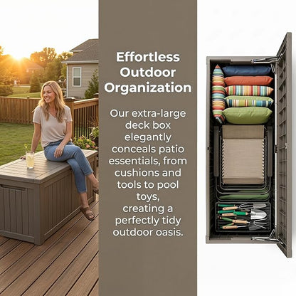 270 Gallon Extra Large Deck Box Outdoor, Resin Storage Box Outdoor Waterproof - Image 5