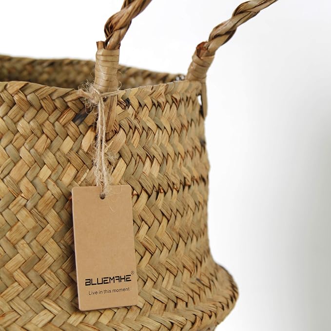 Woven Seagrass Belly Basket for Storage, Plant Pot, Picnic and Grocery Basket - Image 6