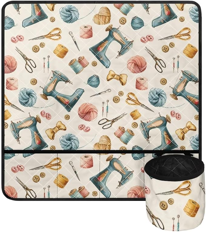 Vintage Sewing Elements Print Sewing Machine Mat - Image 5