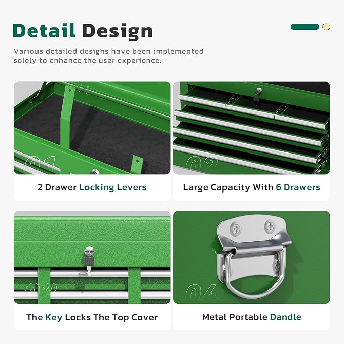 Greenvelly Tool Chest, 8-Drawer Rolling Tool Chest - Image 3