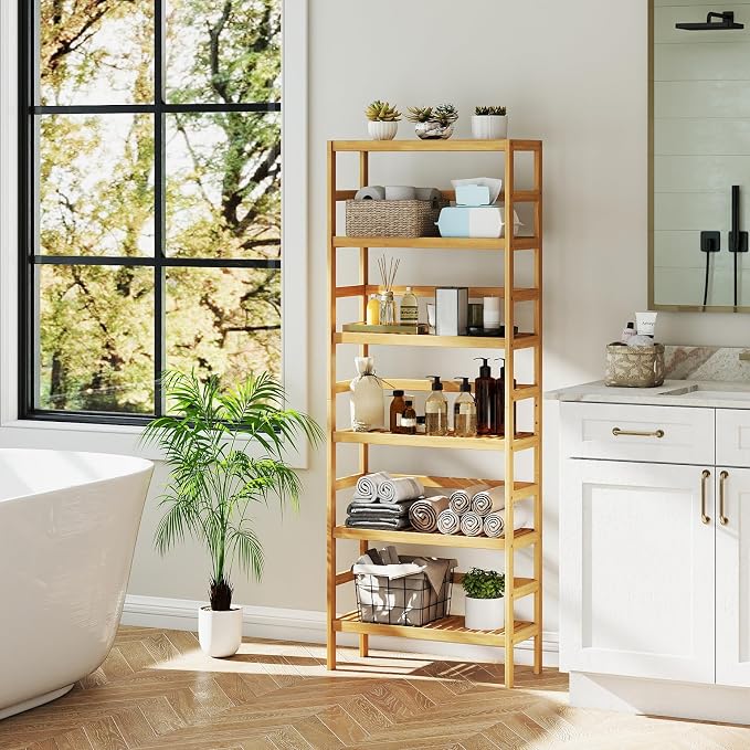 Bamboo Rack, Adjustable Bamboo Shelf, Bathroom Living Room - Image 7