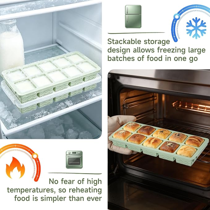 Aopigavi 2-Pack Ice Cube Trays, 10 Cubes 2 Tbsp. Silicone Freezer Molds - Image 5