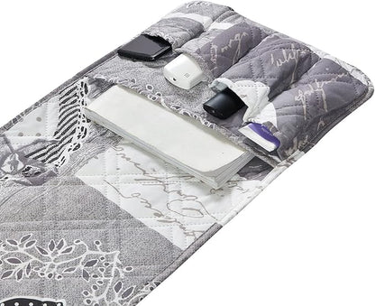 Brilliant Sunshine Grey Heart Love Patchwork Couch Armrest 5 Pockets Organizer - Image 3