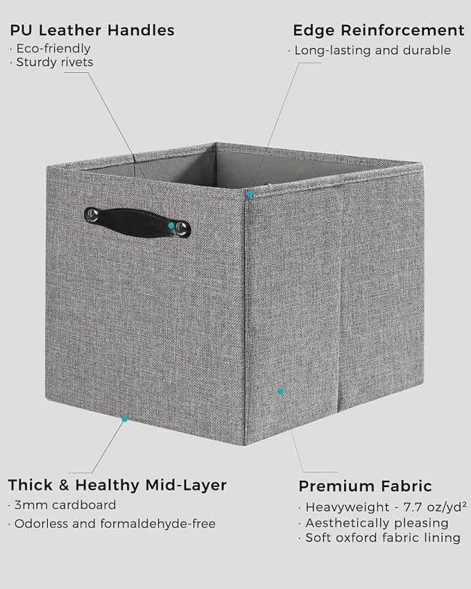 Foldable Fabric Storage Bins Cubes, Dim Gray, 4 Pack - Image 4