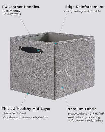Foldable Fabric Storage Bins Cubes, Dim Gray, 4 Pack - Image 4