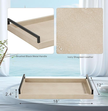 Sagala Ivory Shagreen Serving Tray - Image 5