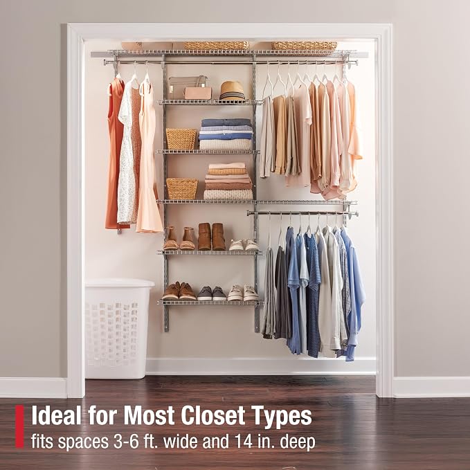 Rubbermaid Configurations Deluxe Custom Closet Kit, 3-6 Ft. Adjustable Metal - Image 2