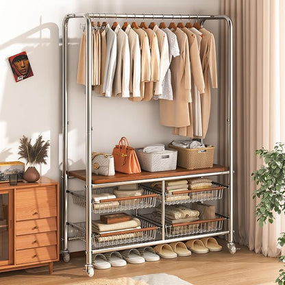 Rolling Clothing Garment Rack for Hanging Clothes–Portable Indoor Wardrobe by Unknown