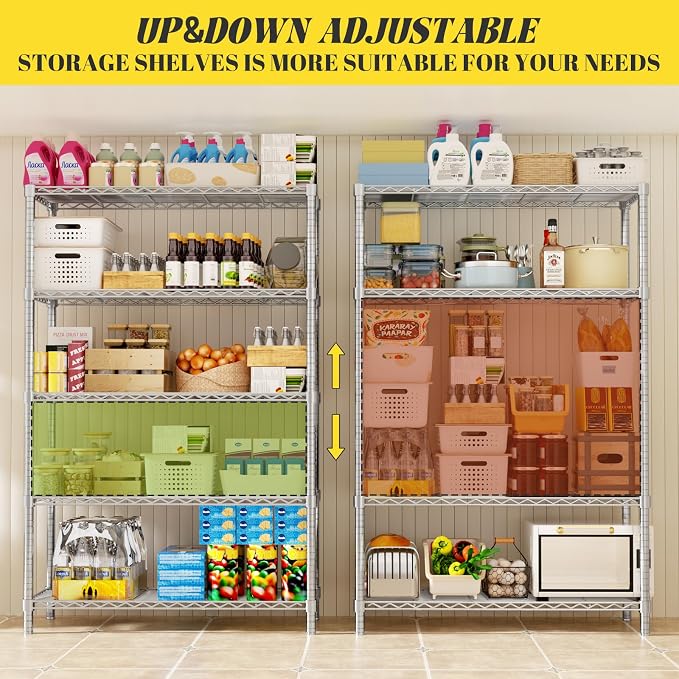 Storage Shelves, 5-Tier Adjustable Metal Industrial Utility Shelf Rack - Image 8