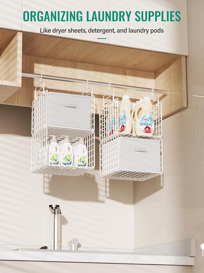 Hanging Closet Organizer with Drawers, 4 Tier Metal Closet Organizers and - Image 6