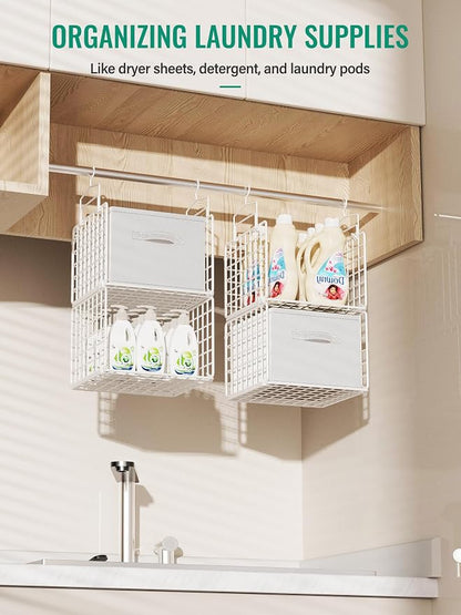 Hanging Closet Organizer with Drawers, 4 Tier Metal Closet Organizers and - Image 6