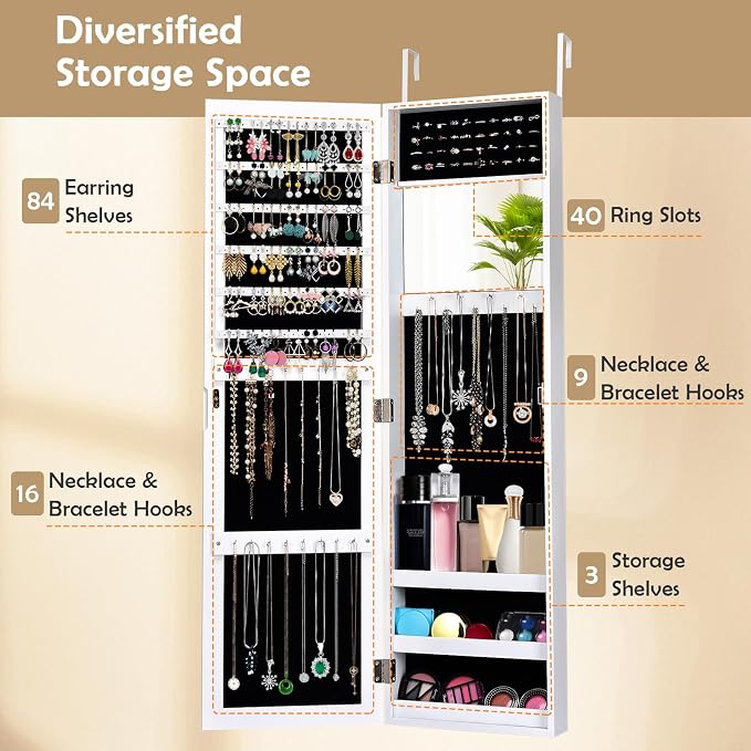 HAPPYGRILL Wall Mounted Jewelry Cabinet - Image 5