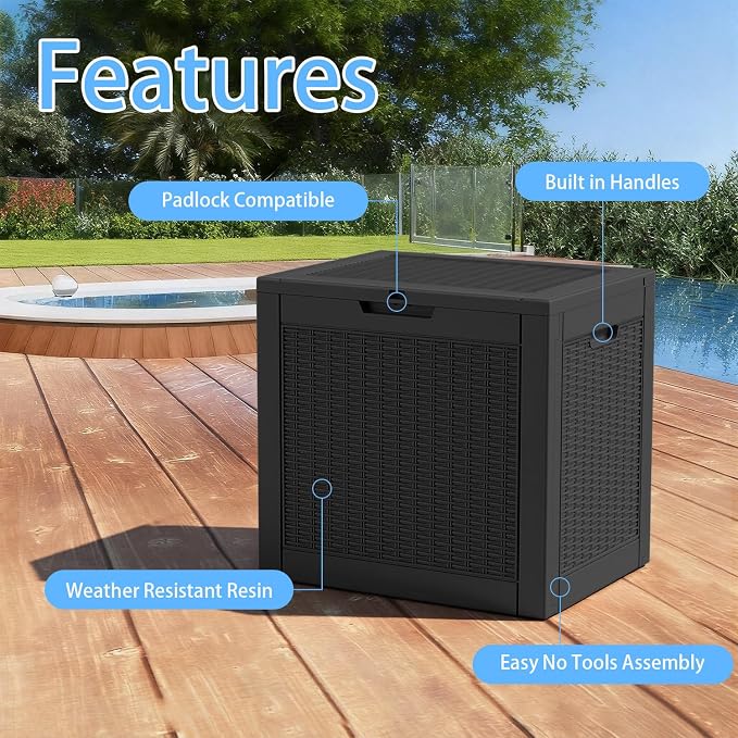 ROJIK 39 Gallon Resin Deck Box, Lockable Waterproof Weatherproof Outdoor - Image 3