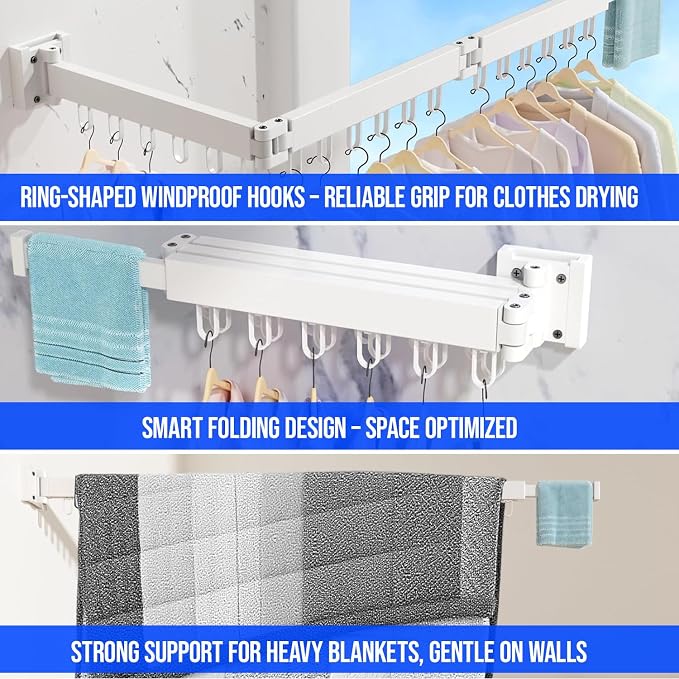 Foldable Wall Mounted Clothes Drying Rack - Image 7