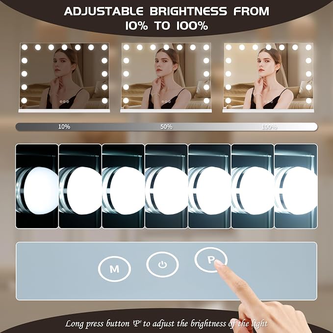 Vanity Mirror with Lights Lighted Makeup Mirror with 15 Dimmable LED Bulbs - Image 3