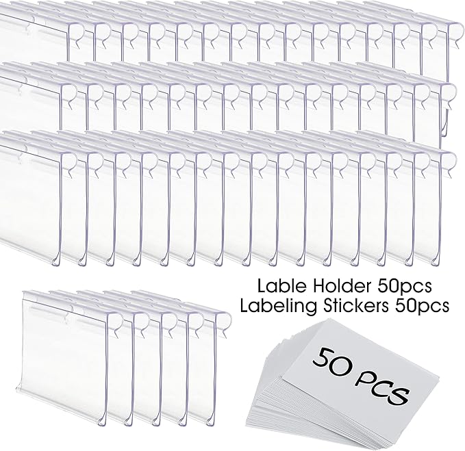 50pcs Labels for Storage Bins Plastic Label Clip, Basket Labels Clip On Wire - Image 2