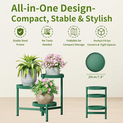 Plant Stand Indoor Outdoor, 3 Tier Corner Metal Flower Display Holder Shelf - Image 5