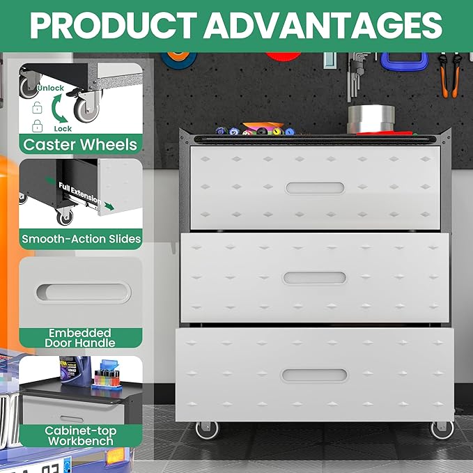 8-Piece Heavy Duty Steel Garage Cabinet System | All-in-One Modular Garage - Image 7