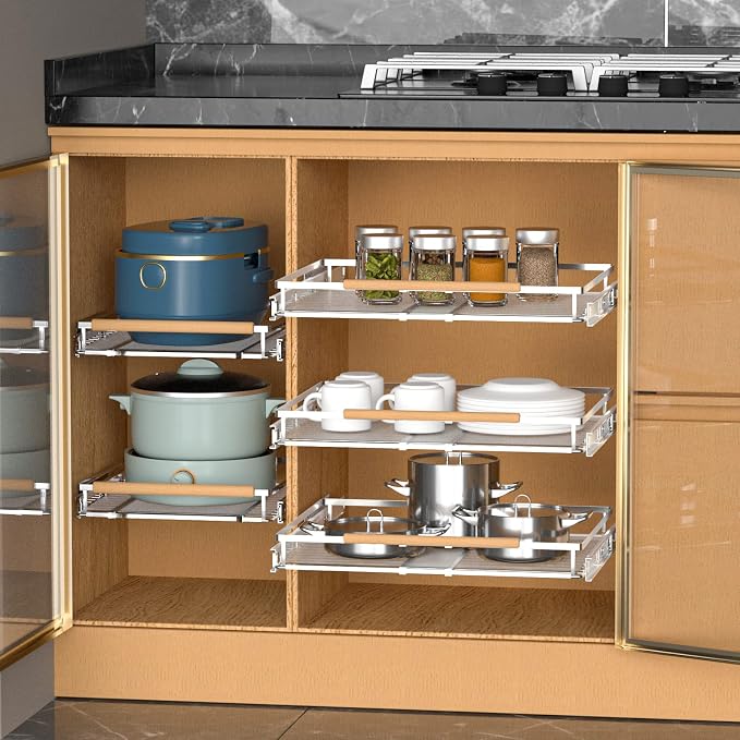 Pull Out Drawer Cabinet Organizer, Expandable Slide Out Storage Shelves - Image 4