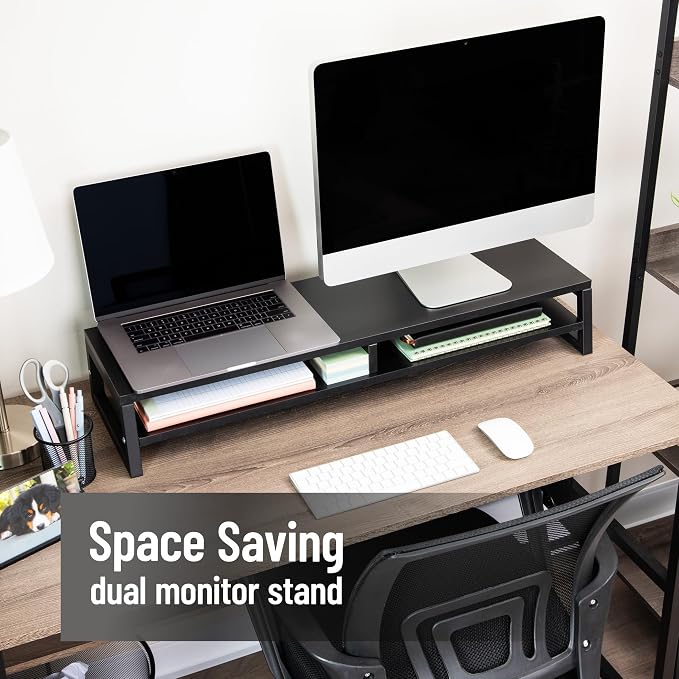 Mind Reader 2-Tier MDF Double Monitor Stand, Dual Screen Riser - Image 4
