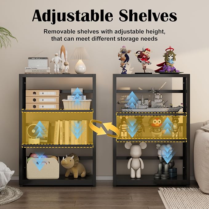 Industrial Bookshelf, 3 Tier Bookcase, Home Office Bookcase Shelf Storage - Image 5