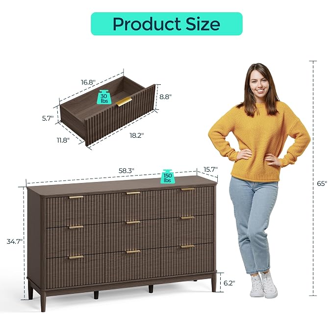 LINSY Fluted Dresser for Bedroom - Image 3