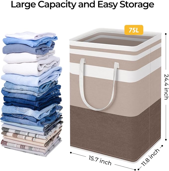 HomeHacks 2-Pack Large Laundry Basket, Waterproof, Freestanding Laundry Hamper - Image 4