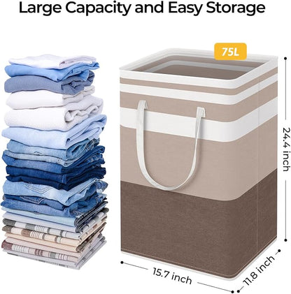 HomeHacks 2-Pack Large Laundry Basket, Waterproof, Freestanding Laundry Hamper - Image 4