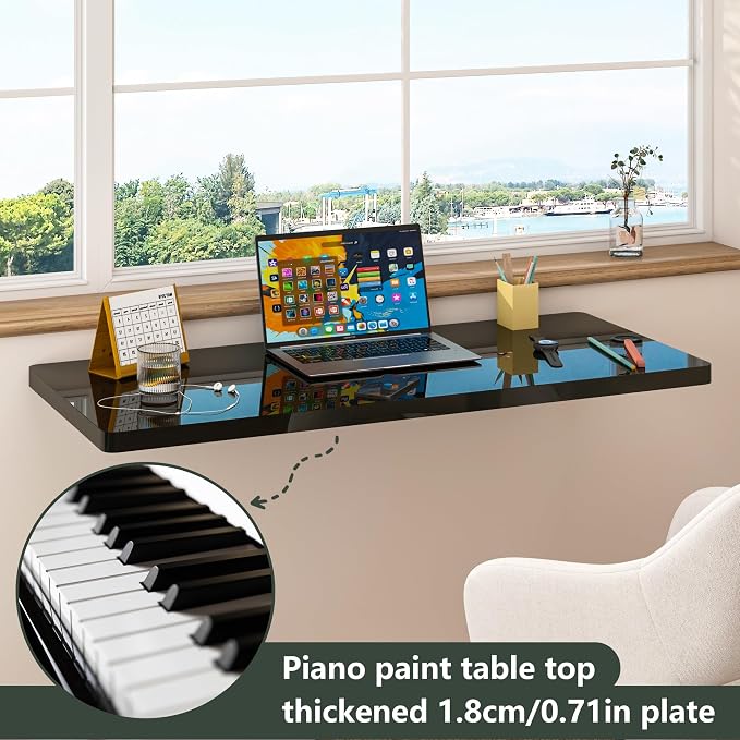 Clikuutory Wall Mounted High Gloss Folding Table 39.4" L x 19.7" W, Laundry - Image 3