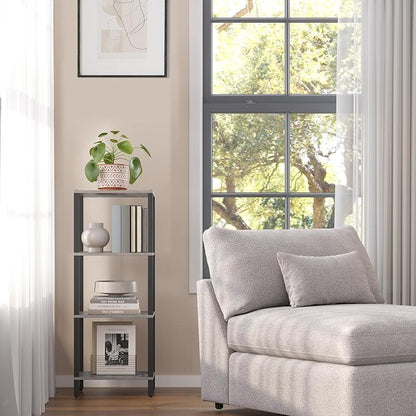 TUTOTAK Bookshelf, 4-Tier Small Narrow Book Shelf - Image 3